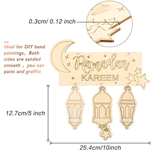 Boao Islam Ramadan Holz-Dekoration – 2 Stück Hängende Laternen-Anhänger, Für Eid & Festivals, Ca. 25,4x12,7 Cm