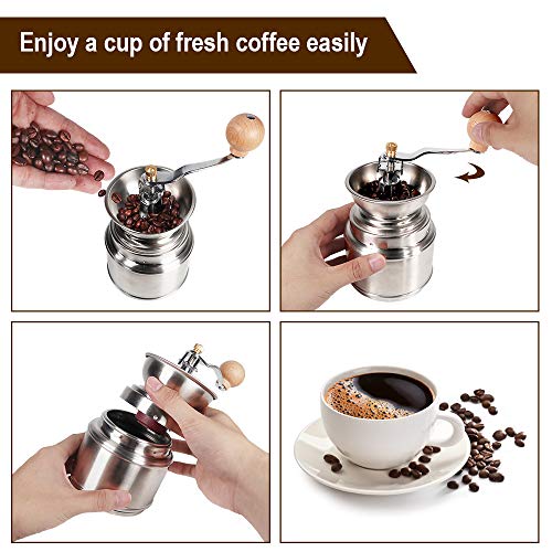 FLASNAKE Manuelle Kaffeemühle, konische Fräsmühle & gebürsteter Edelstahl, am besten für Aeropress, Tropfkaffee… – Bild 3