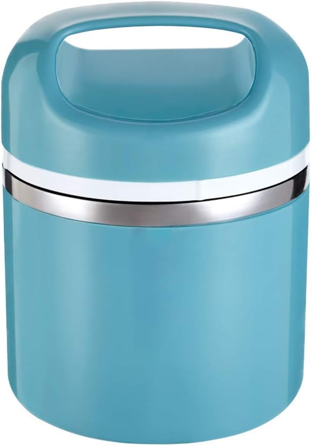 Bento Box for Kids Leak-proof Food Containers for Adults Stainless Steel Lunch Containers with Handle Insulated Lunch Box Stay Hot 3h for Work and School(Blue)