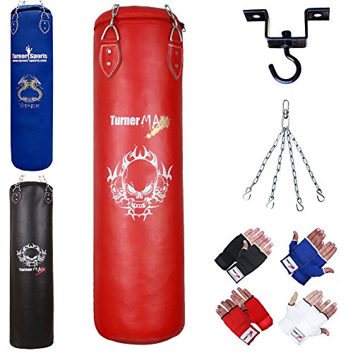 Buy TurnerMAX Punch Bag Set Filled Boxing Bags with Gloves Ceiling Hook