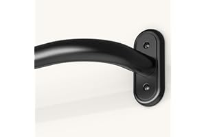 JRZOO Wrap Around Curtain Rods Black, Blackout Heavy Duty Curtain Pole for Windows 48 to 84 Inch, 1" Decorative Room Darkening Curved Modern Drapery Rod (Matte Black/Unique Design/All Matel)