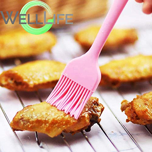 WELL LIFE Premium Quality High Heat Resistant Silicone Spatula Pastry Brush Set BPA-Free Seamless Non-Stick, Solid Stainless Steel Core, Cooking/Baking Utensil Boxed 6 - Pink - US Based