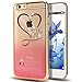 iPhone 6S Case,iPhone 6 Case,ikasus Red Love Heart Glitter Bling Crystal Rhinestone Diamonds Clear Rubber Golden Electroplate Plating Frame TPU Soft Silicone Bumper Case Cover for iPhone 6/6S 4.7
