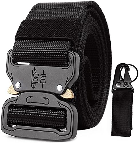 Chessun Military Belt Tactical Riggers Black Men Battle Women Nylon Webbing Key Ring Holder Heavy Duty Shooter Molle 1.5" Quickly Unlock Police Mission Emergency Survival outdoor