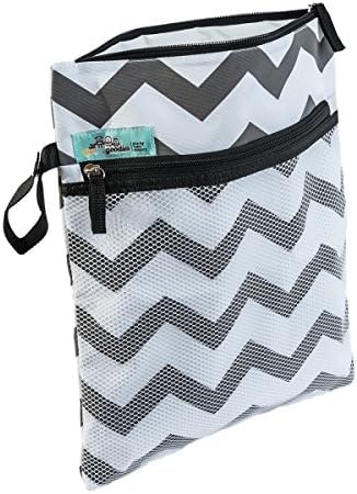 Baby Wet/Dry Unisex Reusable Diaper Bag Premium Travel Cotton Canvas Waterproof Chevron Best Shower Gift Bonus eBook