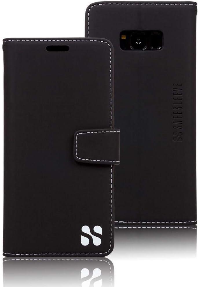 SafeSleeve Anti Radiation RFID Samsung Case: Samsung Galaxy S8+ Plus ELF & RF Blocking Identity Theft Protection Wallet (Black)