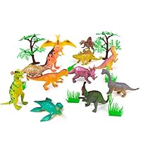 Meklines Dinosaur Party Favors Set - Pack of 12 Assorted Large Dinosaurs for Kids - Realistic Dinosaur Toys Ideal for Birthday Parties, Exhibits & Displays.