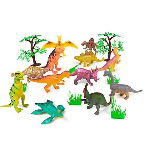 image for Meklines Dinosaur Party Favors Set - Pack of 12 Assorted Large Dinosau