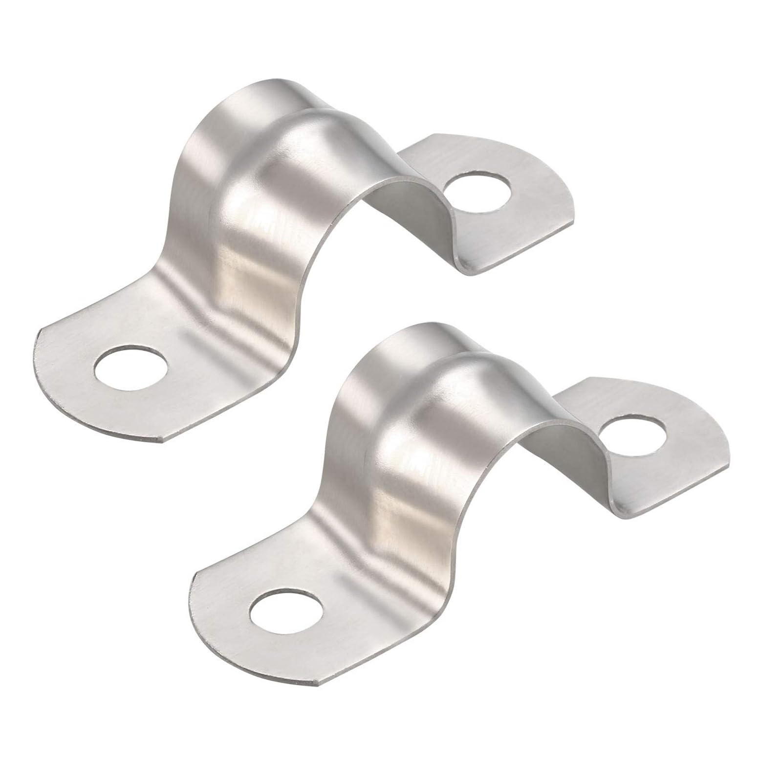TOP-VIGOR 10Pcs 16mm(0.6") Rigid Pipe Strap, 2 Holes U Bracket Pipe Clips, 304 Stainless Steel Tube Strap Tension Clip Clamp Saddle Clip for Pipe Fixing