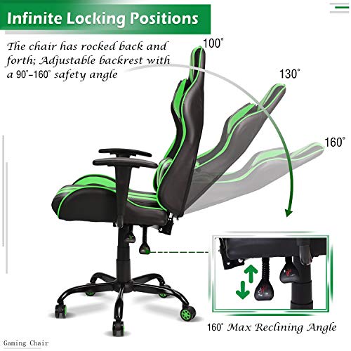 FERGHANA Video Gaming Chair, Massage Gaming Chair, E-Sports Game Chair with Height and Reliner Adjustment,Headrest and… - Image 2
