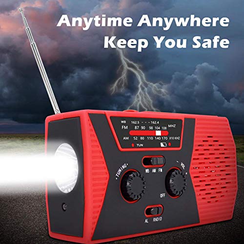 Jzenzero Emergency SOS Alarm Weather Radio Hand Crank Solar Power LED Flashlight Outdoor Tool Green