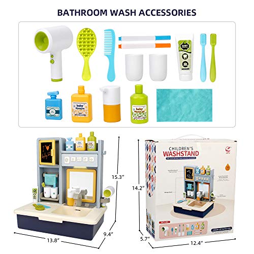 Pretend Play Sink With Running Water Kids Bathroom Sink Toy Set Vanity ...