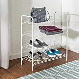 Honey-Can-Do SHO-01172 Wire Shoe & Accessory Rack, White, 4-Tier