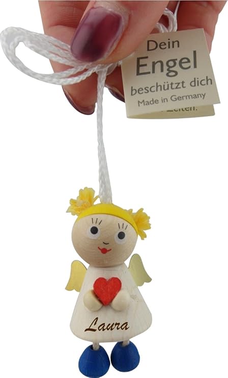 Martin Eggert EIN sehr schöner Holz Schutzengel mit Gravur Wunschname.