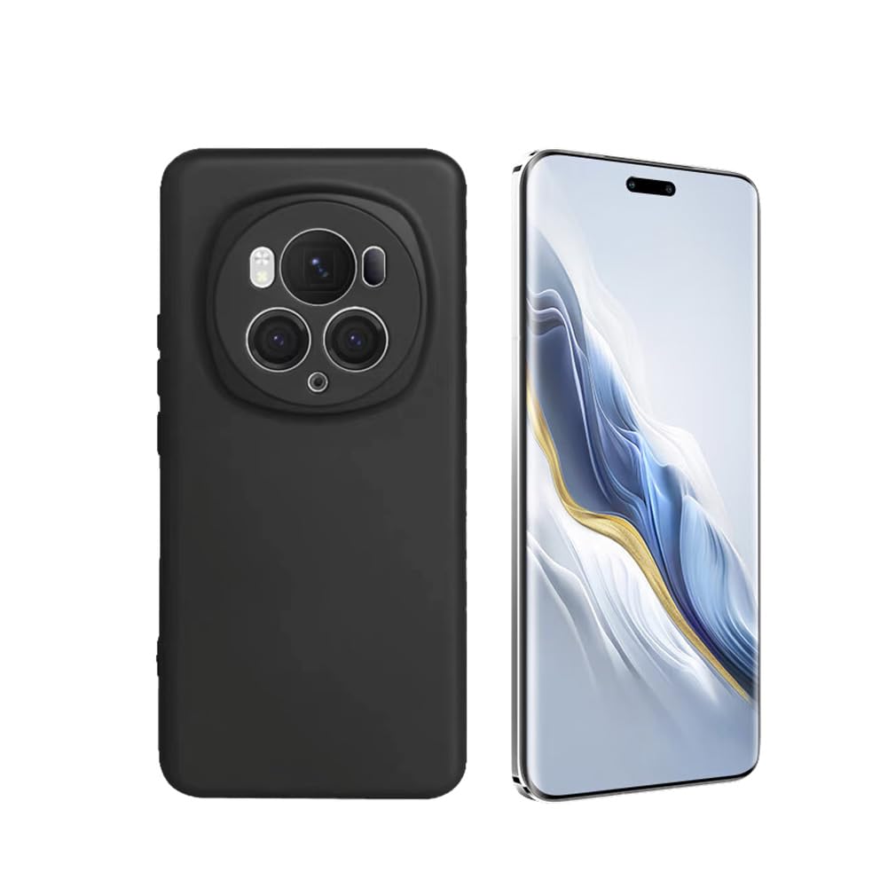 Bihizei Mobile Phone Case for Honor Magic 6 Pro 5G Case, Antibacterial Protection and Scratch-Resistant Soft Microfibre Lining, Ultra Thin Soft TPU Silicone Protective Case - Black