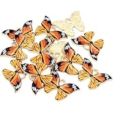 Mozff Butterfly Charms, 10Pcs Colorful Butterfly Charms Pendant Enamel Metal Small Necklace Bracelet For DIY Jewelry Making Accessories, for Jewelry Making, 21x15mm, Orange