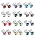 LOYALLOOK 12 Pairs 316L Surgical Stainless Steel Round Rhinestone Studs Earrings Birthstone Assorted for Mens Womens 4-6mm