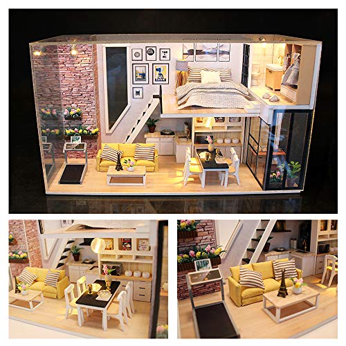 ROOMLIFE DIY Tiny Dollhouse Beginner 3D DIY Dollhouse kit DIY Dollhouse Kits for Adults Manual