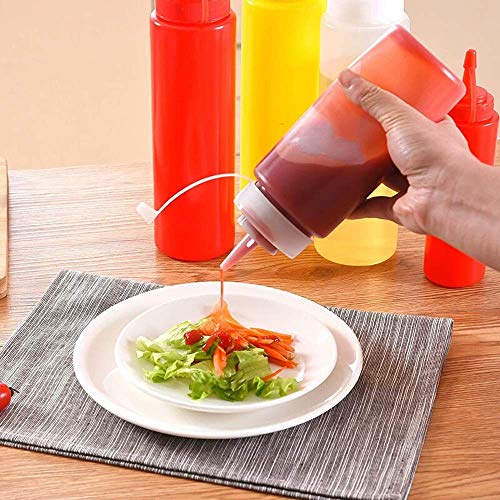 image for Bekith 12 pack 12 Oz Plastic Squeeze Condiment Bottles with Twist On C