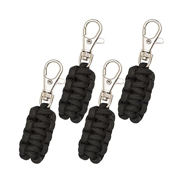 Paracord Zipper Pulls 4 Pack Variety of Colors Metal Hook Thin
