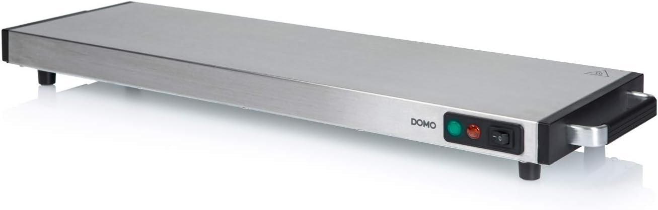 Elektrische Edelstahl Warmhalteplatte 60x20cm kabellos, 60Min. Warmhaltefunktion - 1200 Watt