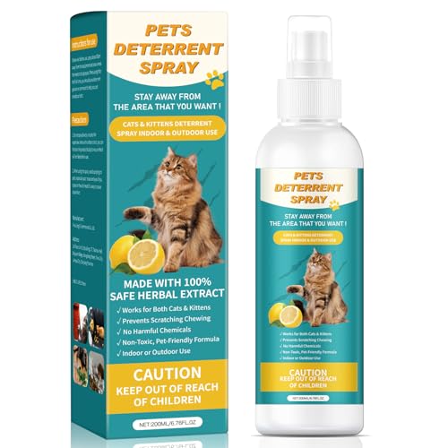 QROHIPX Natural Cat Deterrent Spray, Safe for Indoor & Outdoor, No Trace Residue Formula, Protect Furniture & Garden, Upgraded Cat Training Essential (200ML)