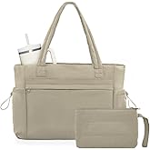 Tote Bag for Women Puffer Work Tote with 15.6 Inch Laptop Compartment and Cup Holder Shoulder Bag Handbag with Zipper