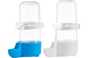 2 Pcs Bird Water Dispenser, Automatic Water Feeder for Parrot & Hamster, Feeder for Cage, White & Blue Waterer