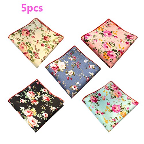 LACS Men's Chic Floral Cotton Pocket Squares Suits Hankies