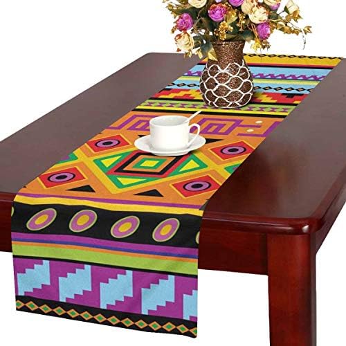 Rinalay Table Runner 40.6 X 182.9 Cm Print With Ethnic Mexican Pattern Table Runner Elegant Cocktail Festival Party Home Decoration Tablecloth (Color : Colour, Size : Size)
