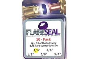 FlareSeal 10 Pack 1/4" Model FS04-10PK Leak Free SAE Flare Connections - Refrigerant - Refrigeration, HVAC, Ductless or Mini Split. Thread Lock Coated Copper Gasket Crush Seal (10, 1/4") …