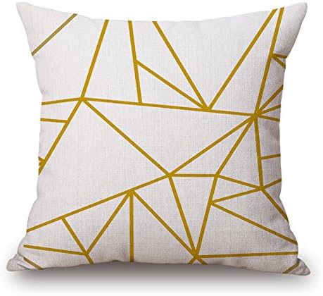 LEEPO 18 x 18 Inch Throw Pillow Cotton Blend Linen Letter Triangle Geometric Pattern Square Decorative Cushion Cover and Insert Yellow and Blue Series(Yellow Triangles)