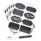 MFLABEL 48pcs Reusable Chalkboard Labels with Erasable White Smooth Liquid Chalk Marker - Premium Stickers for Jars