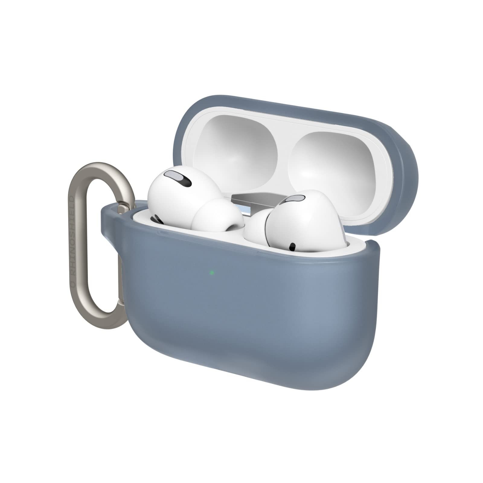 RHINOSHIELD AirPods Case with Carabiner Compatible with Apple [AirPods Pro] | Military Grade Drop Protection, Scratch Resistant, Wireless Charging - [Ash Grey, Standard Set]