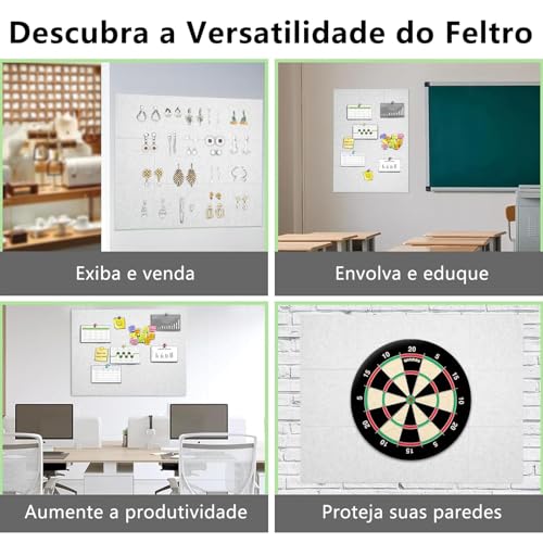Quadro de Cortiça Feltro 120x90, GODREAM Quadro de Aviso, Mural de Recado Fotos Grande, Placa de Cortiça Autoadesivo, Organizador de Parede para Escritório, Casa, Escola, 12 peças (Cinza prateado)