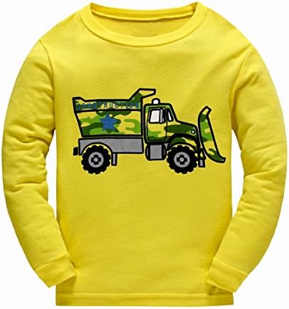 Emyrin Boys Bulldozer Pajamas Little Toddler Pants Set 100% Cotton Long Sleeves Kids Size 2-7 Years