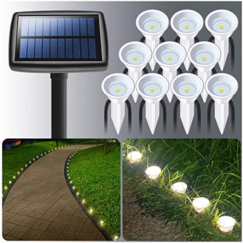 DenicMic Solar Ground Path Lights 10 LED Solar String Pathway Lights Outdoor Waterproof ,Solar