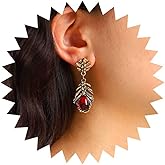 Vacaonio Boho Red Carnelian Dangle Earrings Ethnic Leaf Drop Earrings Carnelian Gemstone Earrings Gold Leaf Stud Earrings Jewelry for Women