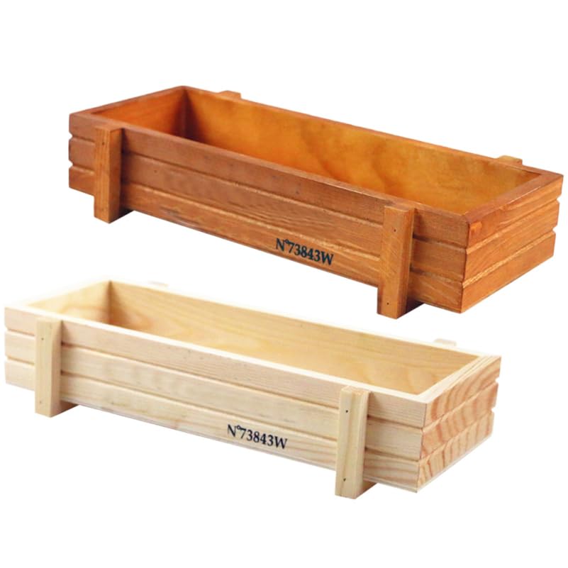 KITANDOVE 2pcs Wooden Succulent Planters Retro Flower Pots for Minimalist Design Planters Wood Planter Box for Succulents Plants