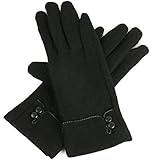 Alpine Swiss Womens Wool & Leather Trim Touch Screen Dressy Button Gloves