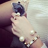 P.phoebus Yellow Gold Pearl Vintage Jewelry Rhinestone Open Adjustable Knuckle Finger Rings 925 Sterling Silver Plated For Women Men (rings)