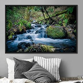 signwin Framed Canvas Wall Art Forest Waterfalls Group...