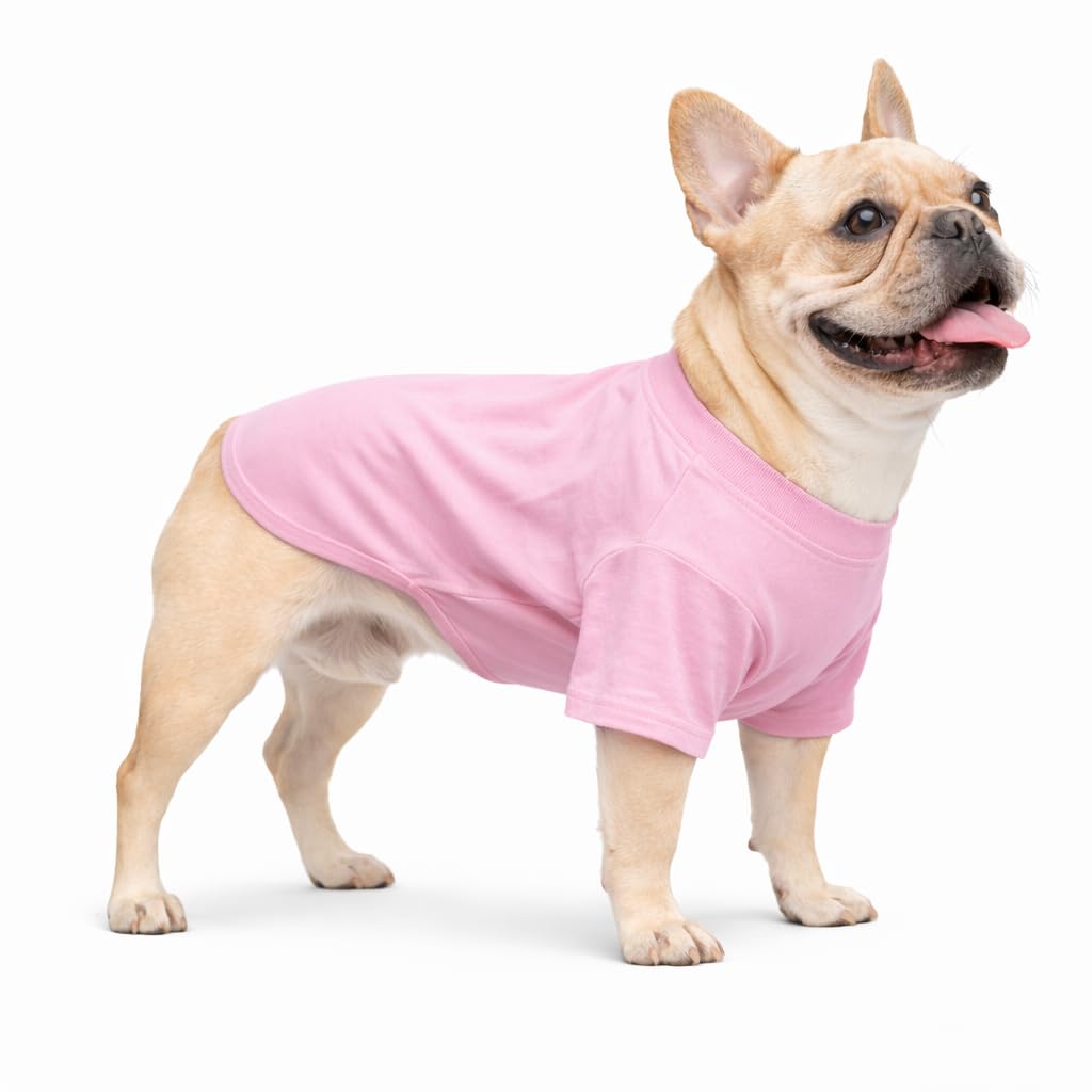 Lovelonglong Bulldog Clothes Dog Clothing Blank T-Shirt Tee Shirts for French Bulldog English Bulldog American Pit Bull Pugs 100% Cotton Skin Care Pink B-L