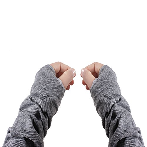 SEADEAR Women's Fashion Solid Color Knitted Long Gloves Fingerless Arm Warmer Gloves Protective Wrist Arm Sleeves(Grey)