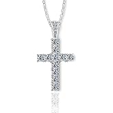 JOLINO Cross Necklace for Women,925 Sterling Silver Plated with Platinum Cross Faith Moissanite Pendant Necklace for Women,Men,Christian Gifts for Her,Him, Anniversary,Birthday,Christmas