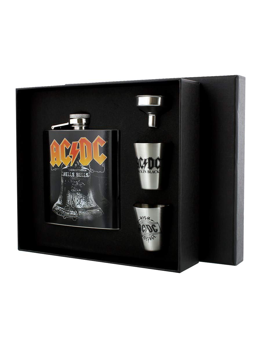 GB Eye Ltd AC/DC Hells Bells Hip Flask Set, Black