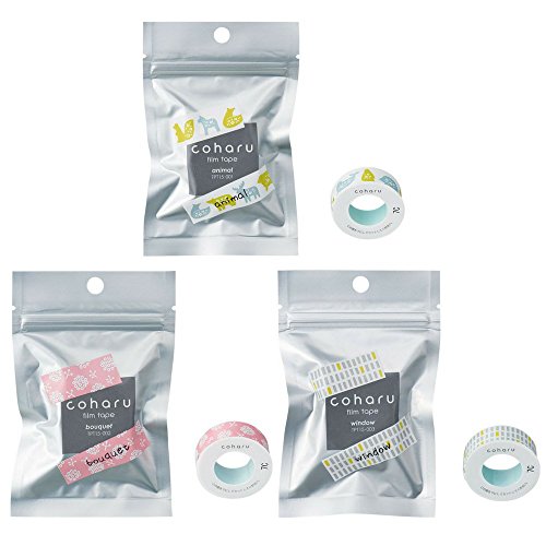 KING JIM Animal, Bouquet, and Window, set of three, coharu film tape; for label printer TEPRA Lite