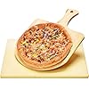 Harcas Pizzasteen – 38 x 30 x 1,5 centimeter en bamboe pizzapedel schil. Beste voor bakken en serveren, barbecue, grill…