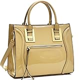 Dasein Structured Patent Faux Leather Satchel
