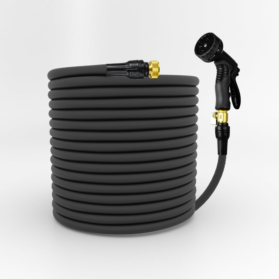 Photo 1 of Garden Hose 100FT Water Hose with Nozzle,Flexible Lightweight Garden Hose for OutdoorUse, Watering, and Cleaning (Black)